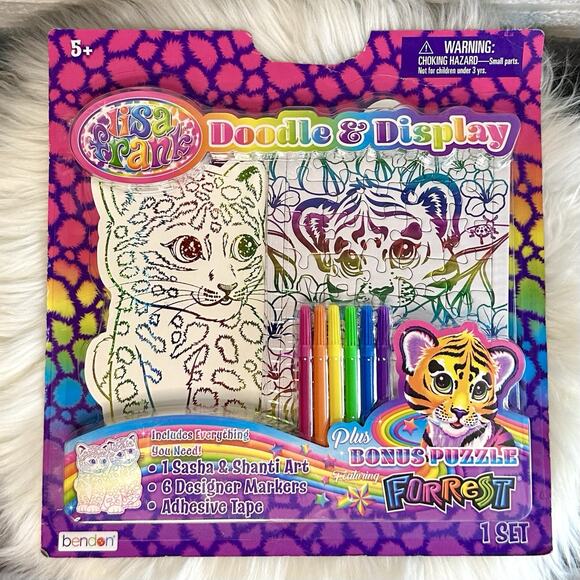 Lisa Frank Jumbo Color & Activity Book, Doodle & Display Kit & Cosmic Crayon Lot - Picture 2 of 8
